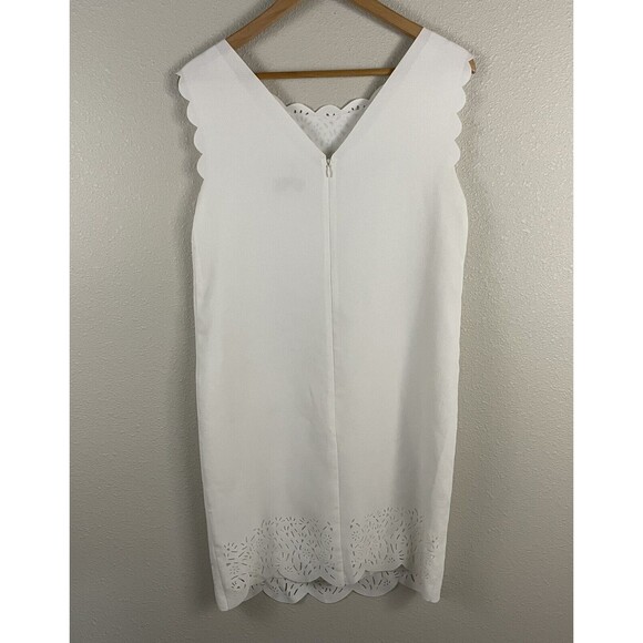 Reiss Womens 2 White Lasercut Scallop Hem Shift Dress - Picture 5 of 6